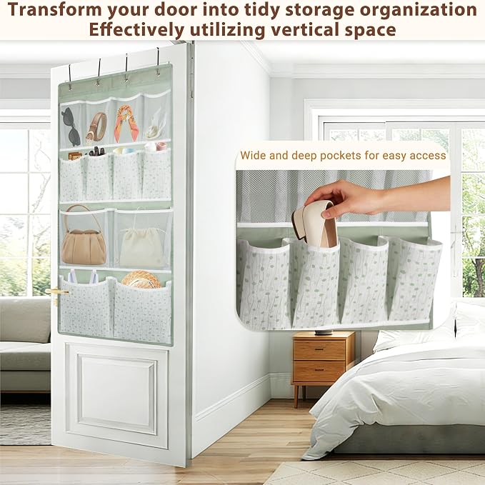 2 Pack- 12 Pocket Over Door Hanging Storage Organizer with 4 Kinds Pouch,Back of Closet Hanging Shelf Storage Organization for Sock,Hat,Underwear,Behind Door Caddy in Bedroom,Bathroom,Entrance,Dorm,RV - Image 5