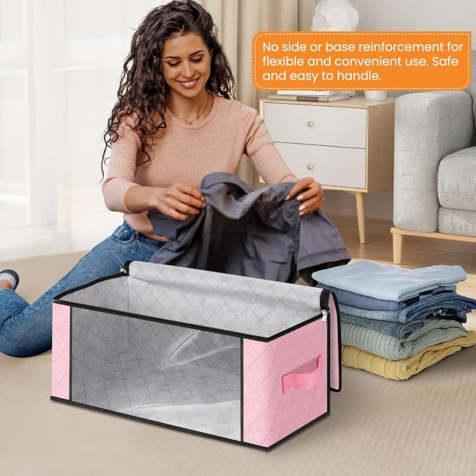 Fab totes 35L Closet Organizers, Foldable Under Bed Storage Containers | Storage Bags with Zippers,Window and Handles for Organizing Bedroom, Closet, Clothing,Organization with Handle - Image 3