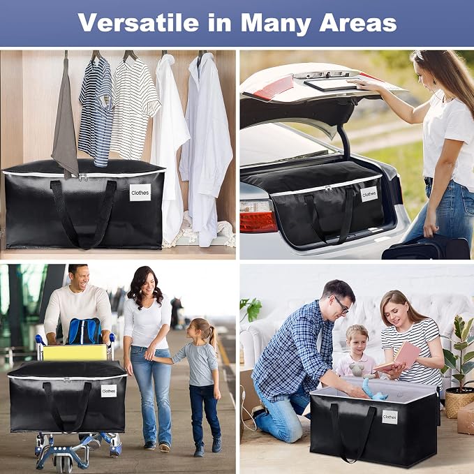 StorageRight Moving Bags, Moving Boxes, 93L 4-Pack Sotrage Bags Totes,Black - Image 7