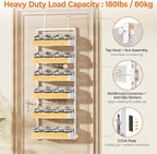 6-Tier White Metal Door Hanging Spice Rack Organizer Over The Door Pantry Organizer Back of Door Storage Rack with Adjustable Basket Door Pantry Organizer with Anti-drop Rod for Kitchen - Image 4