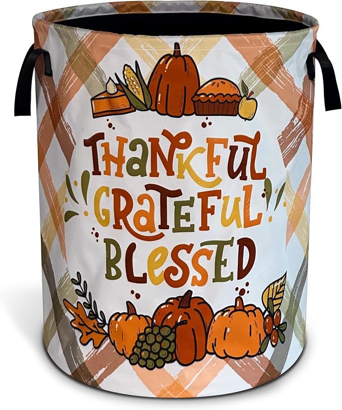 Thankful Grateful Blessed Laundry Basket Oxford Cloth Laundry Hamper With Handle Foldable Portable Clothes Storage Basket 18.9 X 16.5 Inch Storage Bag For Laundry Room/Bathroom/Bedroom/Dormitories by Unknown