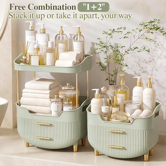 caktraie 4-Tier Makeup Organizer Bathroom Countertop Storage Green - Image 4