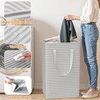 3-Pack Laundry Basket, Collapsible Laundry Hampers, 125L, Gray - Image 5