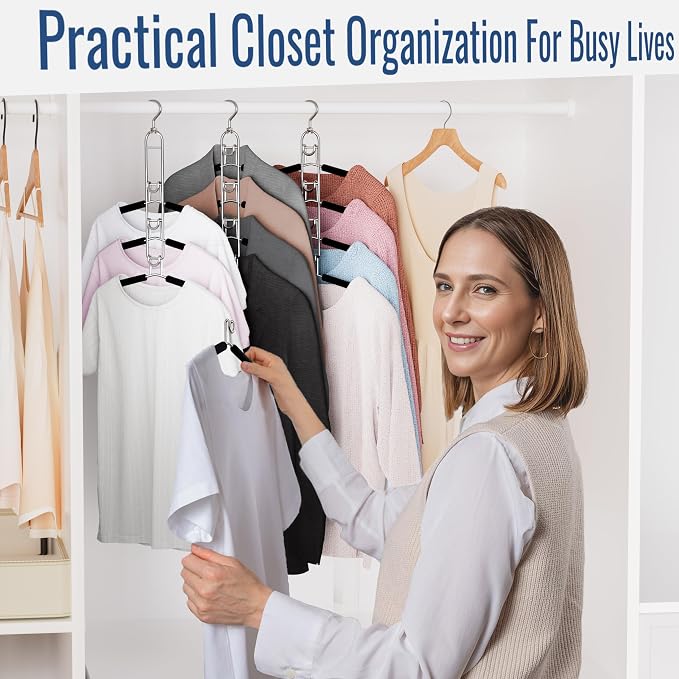 Clothes Hangers Space Saving, Newly Upgraded Detachable Shirt Hangers, 4-Tier Non-Slip Coat Hanger with 360° Swivel Hook for Closet Organizers and Storage Shirt,Sweater,Suit - 2 Pack, Patent Pending - Image 5