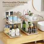 Delamu 2 Tier Under Sink Organizer Bathroom, Bathroom Cabinet Organizer with Snap-Lock Design and Hooks, Pull Out Storage with Movable Dividers, for Countertop, Kitchen and Pantry (White, 4 Pack) - Image 4