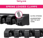 Combo 5 Slot Broom Holder w/ 1 Self Adhesive Mop Gripper No-Drilling, Wall Mount Tool Organizers For Kitchen, Garage, Laundry Room- Anti-Slip Hanger For Brooms, Mops, Rakes, Dustpans (Black / Black) - Image 3