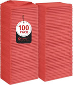 Orighty Cleaning Cloths, Shop Towels 100 Pack, Shop Rags Reusable, Microfiber Cleaning Rags Bulk for Cars, Multi-Purpose Lint Free Towels for Automotive, Mechanic, Kitchen, 11.5’’ x 11.5’’, Red by AllRightinOrighty
