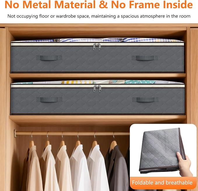 90L Under Bed Storage Containers,2-Pack Closet Organizer Storage Bins,Black | for Organization and Storage Clothes, Shoes, Blankets & Pillows,Visible Transparent Top Storage Bins with Lids - Image 5