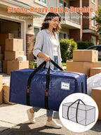 SWEET DOLPHIN 12 Pack 200LB Heavy-Duty Moving Bags with Wrap-Around Handles, Extra Large Storage Totes for Space Saving, Clothes Storage Bags, College Dorm Essentials, Blue, 24 Gal - Image 2