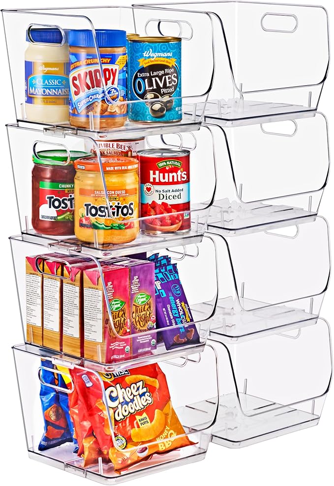 Sorbus Clear Pantry Organizer with Stackable Storage Bins, Open Front - Image 2