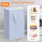 3-Pack Laundry Basket, Collapsible Laundry Hampers, 125L, Blue - Image 2