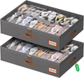 homyfort Shoe Organizer Under Bed, Fits 32 Pairs, Under bed Shoe Storage Boxes with Study Handles and Clear Cover, zapateras organizer for shoes, set of 2 by homyfort