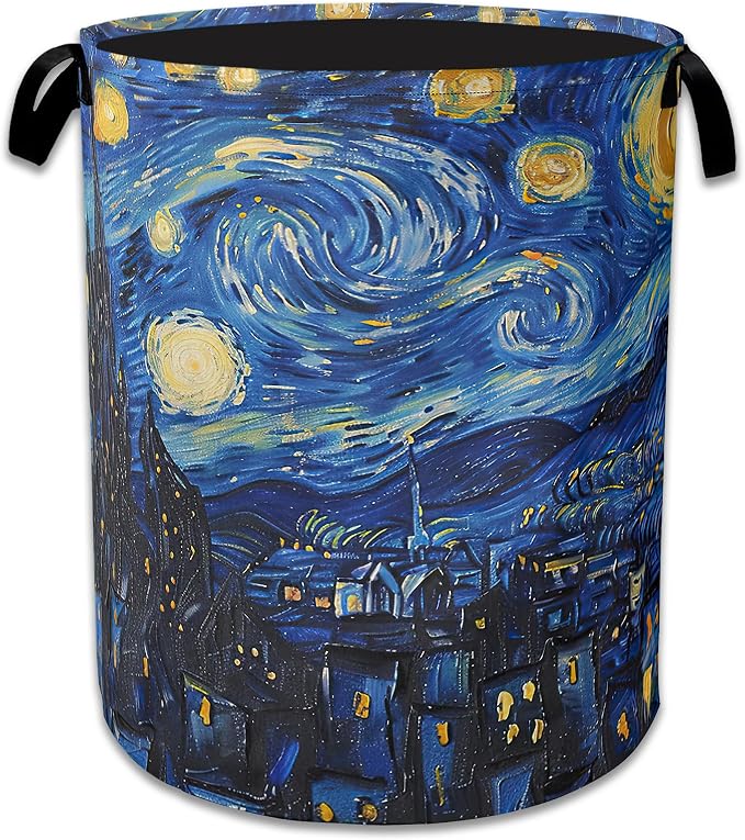 Starry Night Large Storage Basket Collapsible Laundry Basket Oxford Storage Bin for Gift Baskets Bedroom Clothes Children Nursery Hamper 16" X 20.8" by NSMNSM