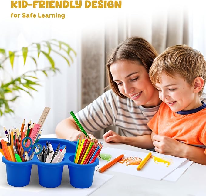 4E's Novelty 4 Pack Caddy for Classroom, Classroom Pencil Caddy, Durable Table Cup Drink Holder, Sturdy Schools Desk Bin, Craft Caddy, Colorful Art Supply Caddies for School Home, Teacher Organizer - Image 5