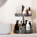 2 Tier Lazy Susan Organizer Turntable Height Adjustable, Black - Image 6