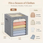 GoMaihe Clothes Storage Bins with Metal Frame for Closet, 40L 6-Pack Grey - Image 3