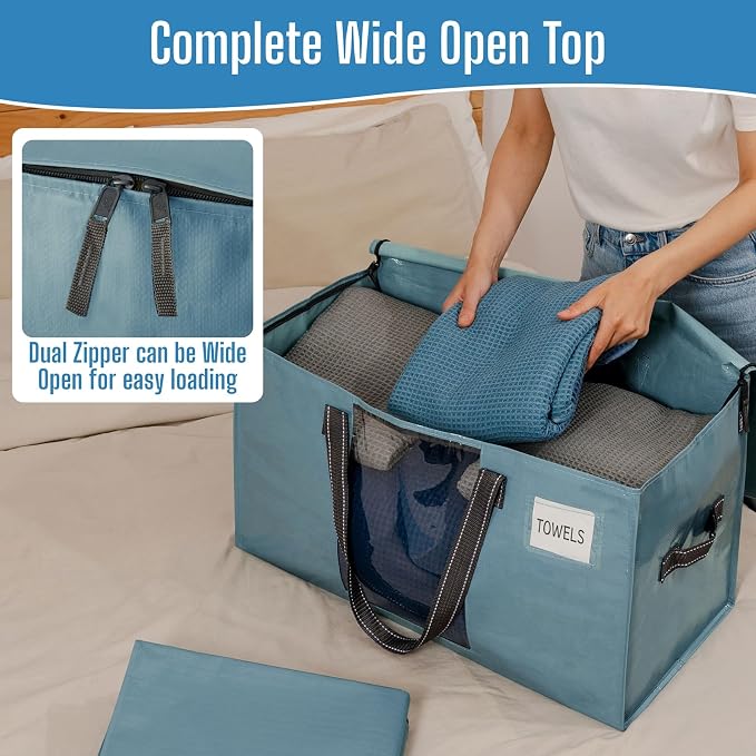 VENO Moving Bags, Wide Open Top, Clear Window, Light Blue, 10 Pack - Image 2