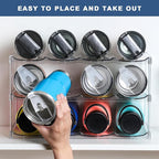 LARGER Compartment - 3 Tier Stackable Water Bottle Organizer Holder - for Stanley 40oz & Others' Large Tumbler - Clear Wine Rack, 12 Cup Bottle Holder for Cabinet Home Countertop Fridge Pantry Shelf - Image 8