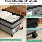 Kitstorack 4 Pack Height-adjustable Under Bed Storage with Wheels, Under Bed Storage Containers,Under Bed Shoe Storage Organizer with Clear Window&Label, Suitable for Clothes Storage, Gray - Image 4