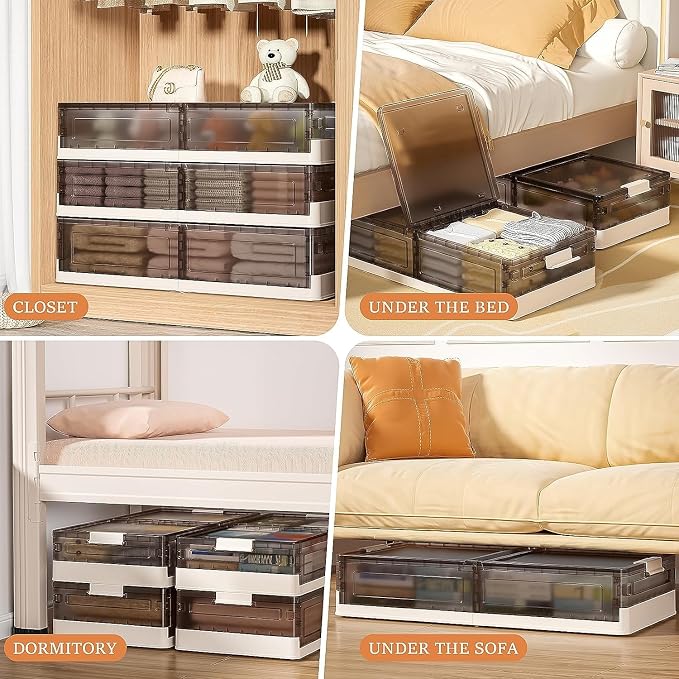 Under Bed Storage Containers - 3Pack, Stackable Under Bed Rolling Storage Plastic Containers, 11.5Gal Storage Bins with Wheels, Multi-purpose Storage Bins with Lids for Clothes, Shoes, And Duvets - Image 6
