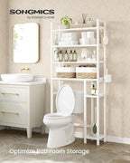 SONGMICS 4-Tier Bamboo Over the Toilet Storage with Adjustable Shelves - Image 3
