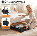 Yecaye 70L Large Under Bed Storage Containers with Wheels, 2 Pack, Black | Larger Capacity, 360° Rolling Wheels, Clear Window & Label, Sturdy Fabric, Rolling Metal Drawers for Clothes, Shoes, Blankets - Image 3