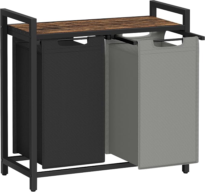 VASAGLE Laundry Hamper with Shelf, 2 Pull-Out Bags, 2 x 12.1 Gallons (46 L) by Unknown