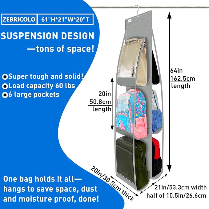 Purse Organizer for Closet, Heavy Duty Hanging Handbag Storage - Image 2