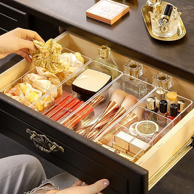 JessLab Acrylic Organizers, Bathroom Organizer for Drawer, Cosmetic Display Cases for Vanity, Countertop, Desk, Kitchen, and Makeup Storage, 1-Section - Image 6