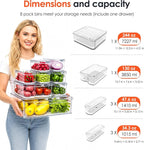 SMRCAD 8 Pack Clear Fridge Organizer Bins with Drain Trays - Stackable - Image 6