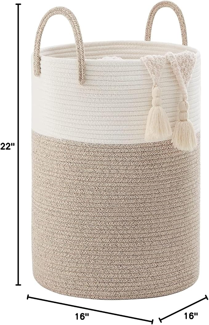 YOUDENOVA Cotton Rope Laundry Hamper Basket, 72L Blanket Basket for Bedroom - Image 9