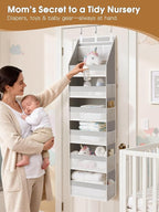 Criusia 2 Pack Over The Door Organizer, Heavy-Duty 6-Shelf Hanging Storage with 13 Mesh Pockets, 55lbs Capacity Behind The Door Storage for Nursery, Bathroom, Bedroom, and Dorm, Grey - Image 8