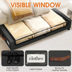 Under Bed Storage with Wheels 2Pack Storage Containers with Clear Window | Under Bed Drawers Rolling Under Bed Storage for Clothes,Shoes, Blankets (30.71 x 16.93 x 6.69 in, Black) - Image 3