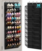 MISSLO 30 Pairs Over the Door Shoe Organizer Breathable Mesh Hanging Shoe Rack for Closet Storage with Wide Deep Pockets 10 Tier Shoes Holder Fit All the Family's Sneakers, Boots, Heels (Black, 71") by MISSLO