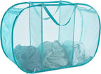 Seiritex Mesh Popup Laundry Hamper 3 Compartment Sortable Horizontal Collapsible Laundry Basket for Clothes Laundry Room Bedroom Toys Travel (Turquoise Blue) by SEIRITEX
