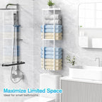 Liuoud Towel Rack for Bathroom, Wall Mounted Vertical Rolled Towel Storage Organizer Holder with Shelf, Holds Up 6 Large Bath Sheets, White - Image 7