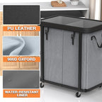 Laundry Basket with Wheels,190L (50 Gal) Laundry Hamper 2 Setion - Gray - Image 2