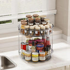 LAMU 12 inch 2 Tier Lazy Susan Turntable Organizer Rotating Spice Rack Organization for Cabinet, Kitchen, Pantry, Countertop, Bathroom, Vanity, Medicine Cabinet Organizer, Grey - Image 7