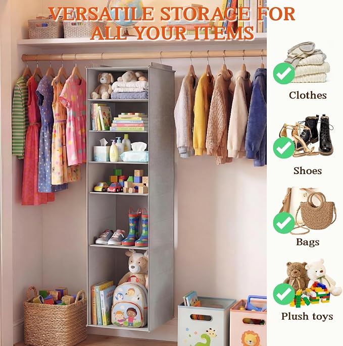 Hanging Shoe Organizer for Closet, 8 Tier Extra Wide Closet Shoe Organizer | Adjustable Shelf Height for Boots and Shoes, Heavy Duty Hanging Shoe Rack for Closet Rod, Space-Saving Shoe Storage Organizer - Image 6