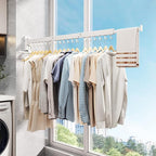 ZdwCyl Clothes Drying Rack,Laundry Drying Rack Wall Mount, Wall Mounted Clothes Rack,Retractable,Collapsible(Tri-Fold),Drying Rack Clothing,can Fold Upward & Left & Right,Space Saver, White Color - Image 4