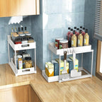 2 Pack Under Sink Organizer with Double Pull-Out Drawer, White - Image 5