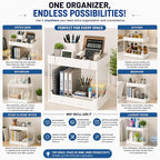 Under Sink Organizer, 2 Tier Pull-Out Storage Organizer with Sliding Drawer & Hooks, Multi-Purpose Cabinet Organizer for Kitchen, Bathroom, Pantry, Laundry Room & Office, White - Image 8