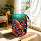 Octopus Flower Laundry Basket Foldable Laundry Hamper With Handles Clothes Storage Bucket Organizer Laundry Bag For Bedroom Bathroom Laundry Storage 19.6 x 15.7 - Image 5