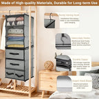 2-in-1 Durable 6-Tier Hanging Closet Organizer with 4 Removable Drawers,2 Separable 3-Tier Thickened Fabric Hanging Shelf Clothes Storage Organization Space-saving for Bedroom,Dorm,Guestroom,RV,Travel - Image 5