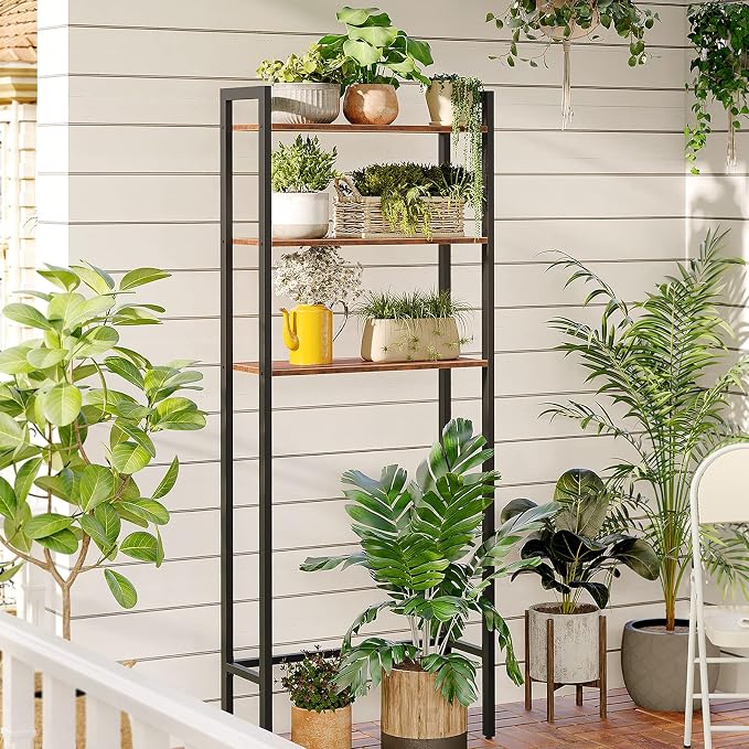 HOOBRO Over The Toilet Storage, 3-Tier Bathroom Organizer Shelf Over Toilet, Freestanding Bathroom Storage Shelves, Space Saver, Easy to Assemble for Room, Rustic Brown and Black BF41TS01 - Image 7