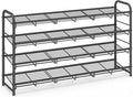 SONGMICS 4-Tier Long Stackable Metal Shoe Rack, Holds Up to 20 Pairs | Shoe Organizer for Closet, Entryway, and Small Spaces, with Adjustable Slanted Shelves, Black, DAVIAN Collection ULMR107BD01 by Unknown