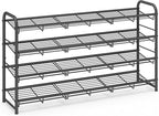 SONGMICS 4-Tier Long Stackable Metal Shoe Rack, Holds Up to 20 Pairs | Shoe Organizer for Closet, Entryway, and Small Spaces, with Adjustable Slanted Shelves, Black, DAVIAN Collection ULMR107BD01 by Unknown
