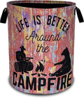 Life Is Better Around The Campfire Laundry Basket Oxford Cloth 18.9x16.5 In by Unknown