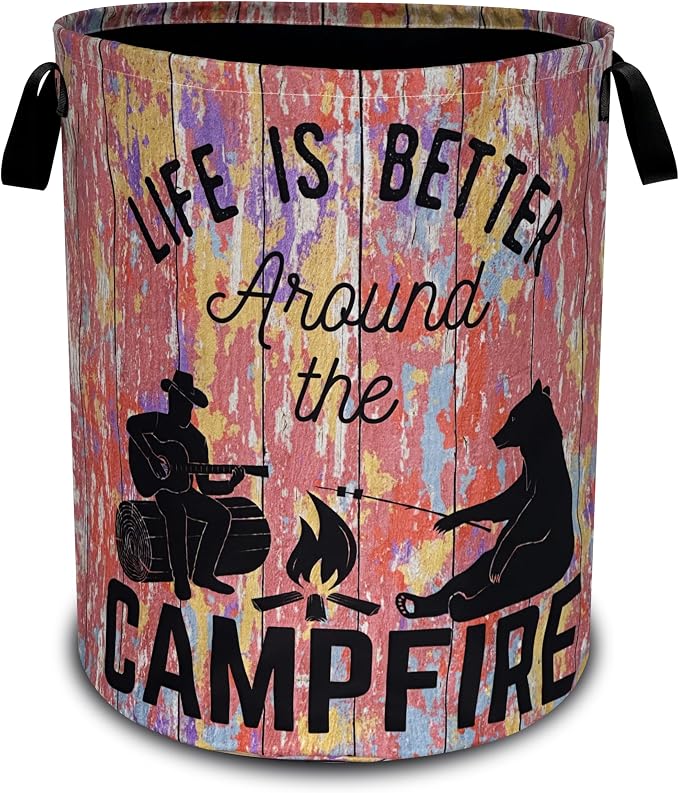 Life Is Better Around The Campfire Laundry Basket Oxford Cloth 18.9x16.5 In by Unknown