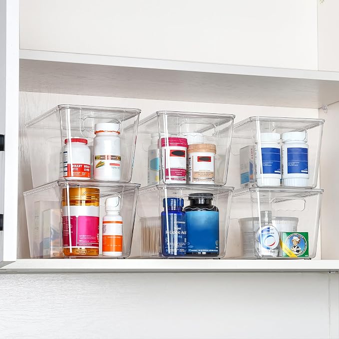 Vtopmart 6 Pack Clear Stackable Storage Bins with Lids and Handles, Medium - Image 7